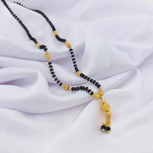 Daily Wear Gold-Plated Traditional Double-Strand Mangalsutra with Black Beads