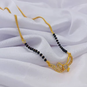 Elegant Gold-Plated Bow Design Mangalsutra with Sparkling Stones