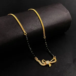 Elegant Gold-Plated Bow Design Mangalsutra with Sparkling Stones