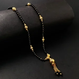 Daily Wear Gold-Plated Traditional Double-Strand Mangalsutra with Black Beads
