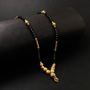 Gold-Plated Double-Strand Mangalsutra with Black and Gold Beads