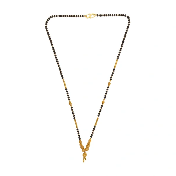 Gold-Plated Double-Strand Mangalsutra with Black and Gold Beads - Image 4