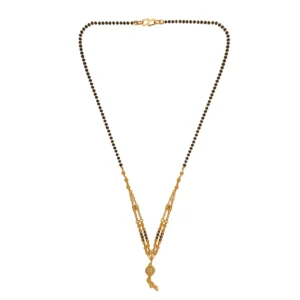 Gold-Plated Triple-Layer Mangalsutra with Black Beads & Intricate Detailing