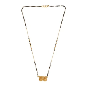 Traditional Gold-Plated Mangalsutra with Black Beads & Dual Pendant