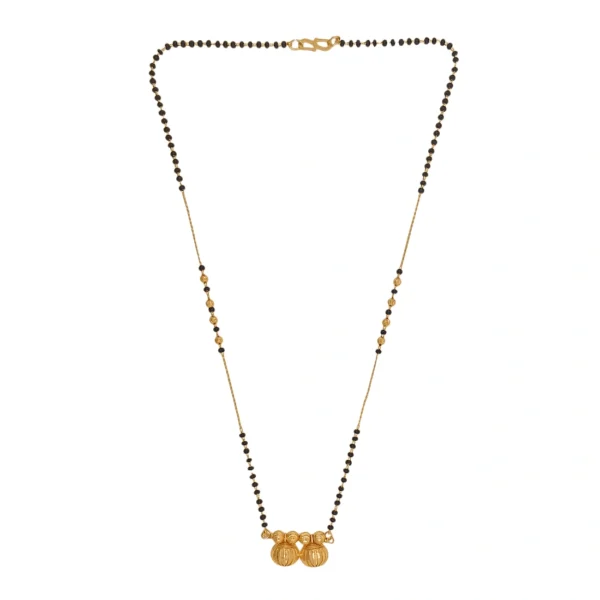 Traditional Gold-Plated Mangalsutra with Black Beads & Dual Pendant - Image 4
