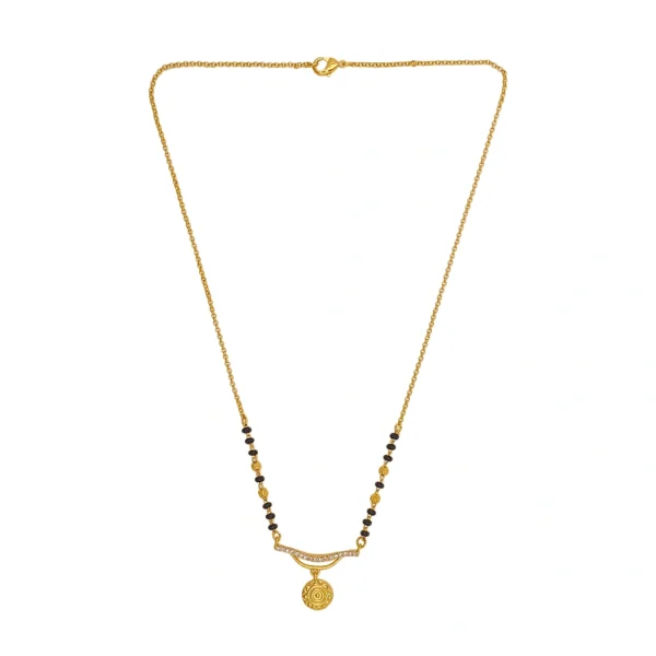 Traditional Gold-Plated Mangalsutra with Elegant Circular Pendant Crystal Accents - Image 4