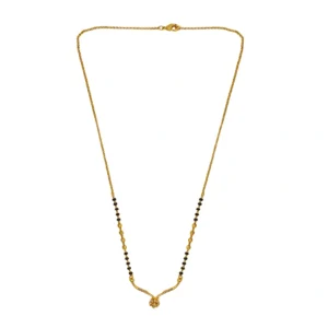Gold-Plated Mangalsutra with Crystal-Studded Floral Pendant