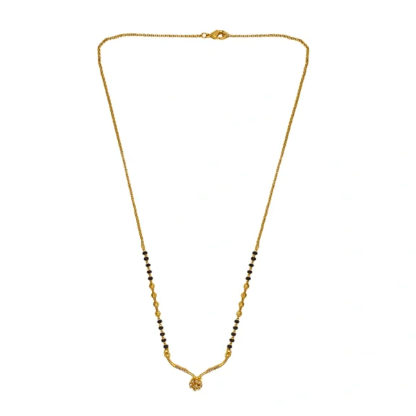Gold-Plated Mangalsutra with Crystal-Studded Floral Pendant - Image 4