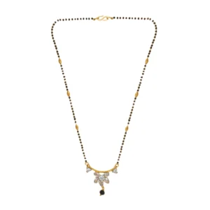 Gold-Plated Designer Mangalsutra with Sparkling White Stone Floral Pendant