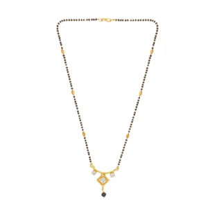 Gold-Plated Designer Mangalsutra with Geometric Pendant & Sparkling Stones