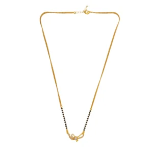 Elegant Gold-Plated Bow Design Mangalsutra with Sparkling Stones