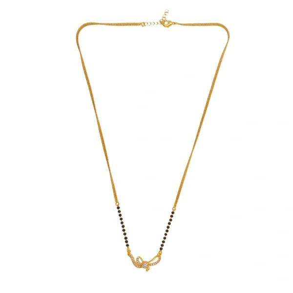 Elegant Gold-Plated Bow Design Mangalsutra with Sparkling Stones - Image 4