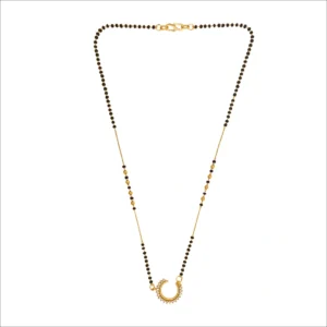 Elegant Gold-Plated Mangalsutra with CZ Stones & Black Beads