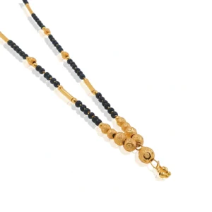 Gold-Plated Double-Strand Mangalsutra with Black and Gold Beads