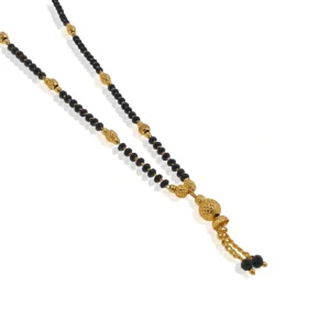 Daily Wear Gold-Plated Traditional Double-Strand Mangalsutra with Black Beads