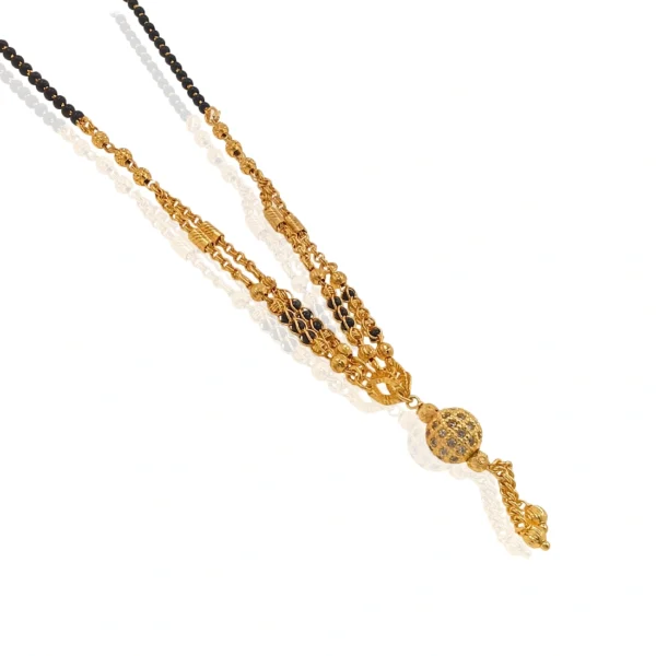 Gold-Plated Triple-Layer Mangalsutra with Black Beads & Intricate Detailing - Image 5