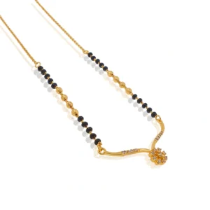 Gold-Plated Mangalsutra with Crystal-Studded Floral Pendant
