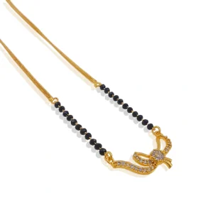Elegant Gold-Plated Bow Design Mangalsutra with Sparkling Stones