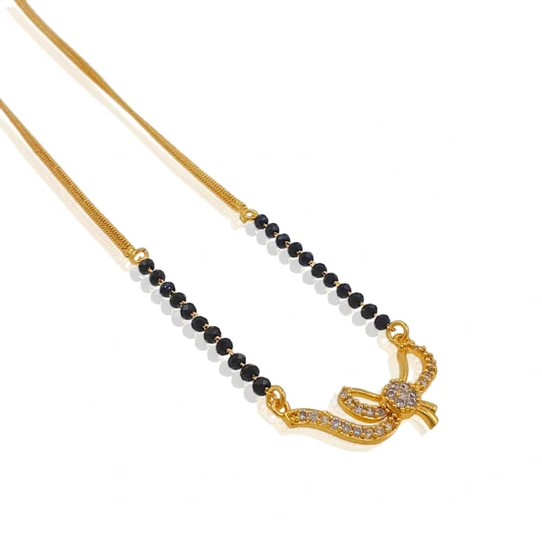 Elegant Gold-Plated Bow Design Mangalsutra with Sparkling Stones - Image 5
