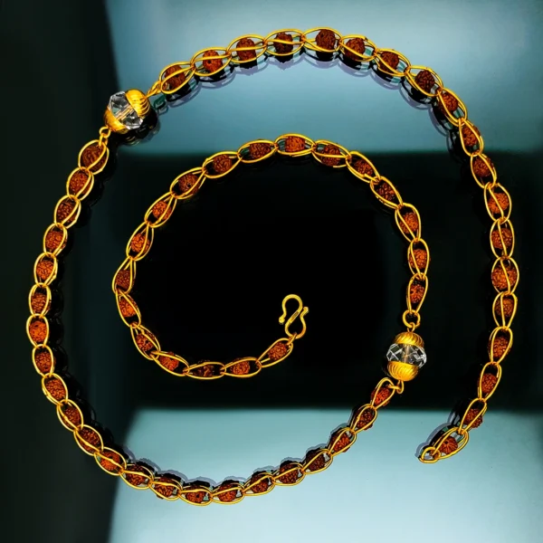 Gold Plated Rudraksha Chain For Men’s & Boy’s. - Image 3