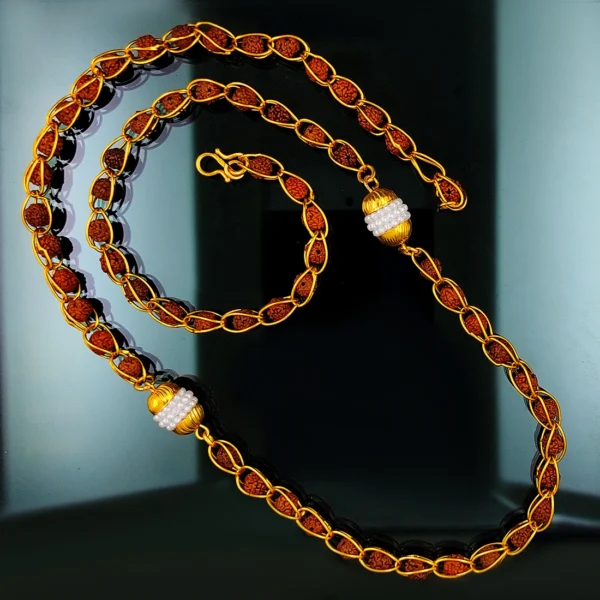 Gold Plated Rudraksha Chain For Men’s & Boy’s. - Image 3