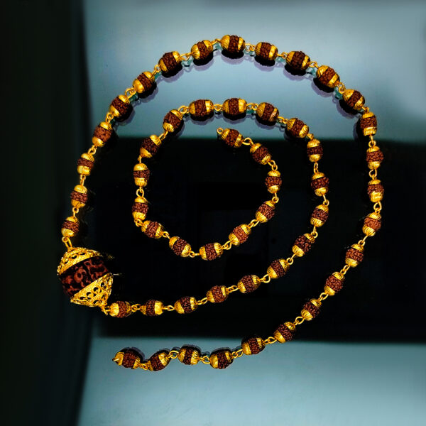 Gold Plated Rudraksha Chain For Men’s & Boy’s. - Image 3