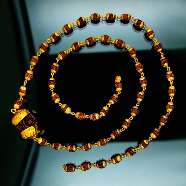 Gold Plated Rudraksha Chain For Men’s & Boy’s. - Image 4