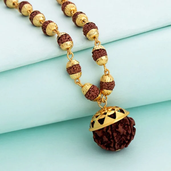 Gold Plated Rudraksha Chain For Men’s & Boy’s. - Image 3